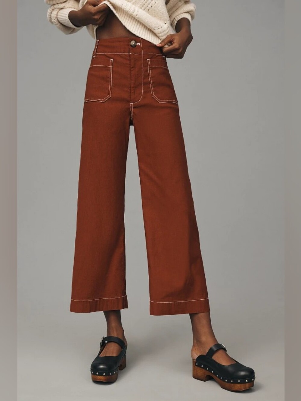 Maeve The Colette Crop Wide-Leg Pants: Contrast-Stitch Edition 27 Magic Fabric